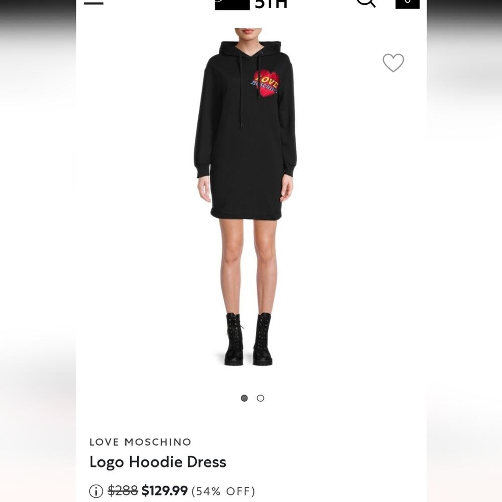 Love Moschino (4) Relaxed hoodie dress with dropped shoulders and logo applique